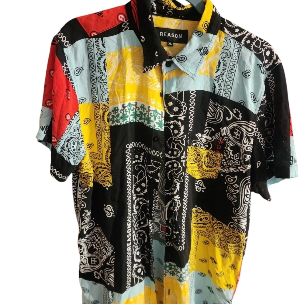 Reason Men's Multicolor Patchwork Shirt - image 1